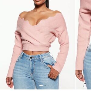 Fashion Nova Pink Off-the-Shoulder Sweater Fits Like XS